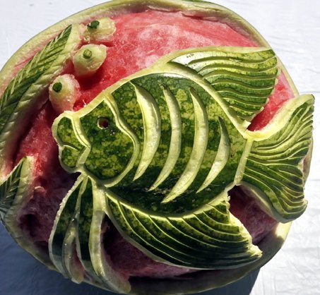 Watermelon detail at Carve II, fruit and vegetable carving competition in Holland, Mi. (Dave Raczkowski | The Grand Rapids Press)